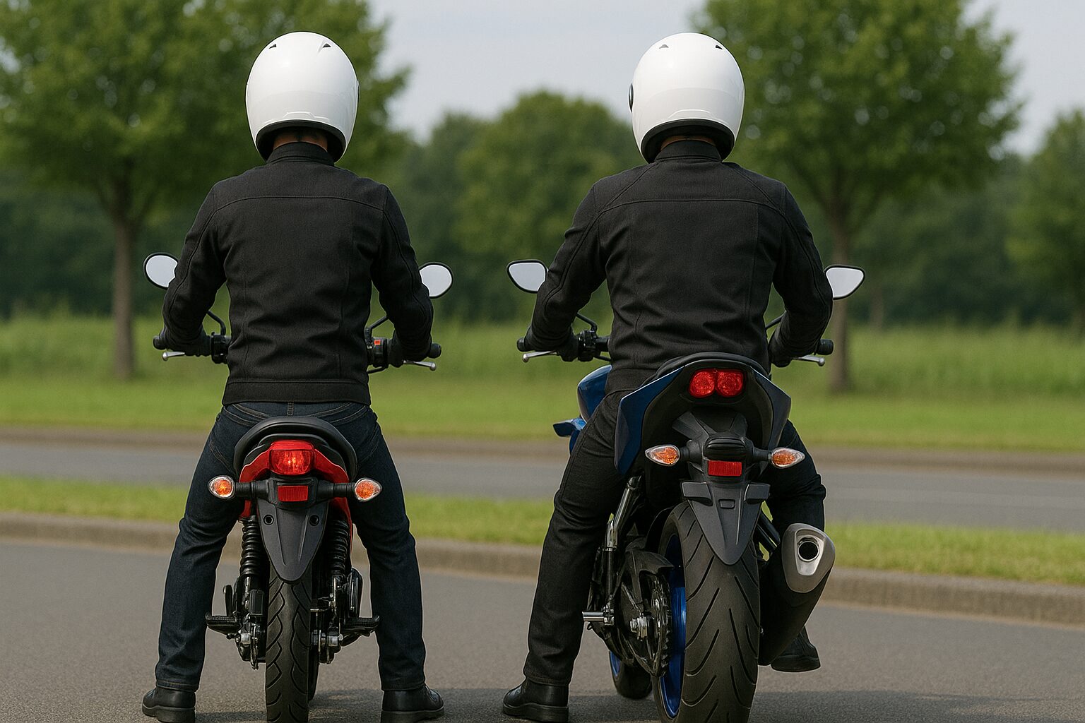 2台のバイクに乗る2人
