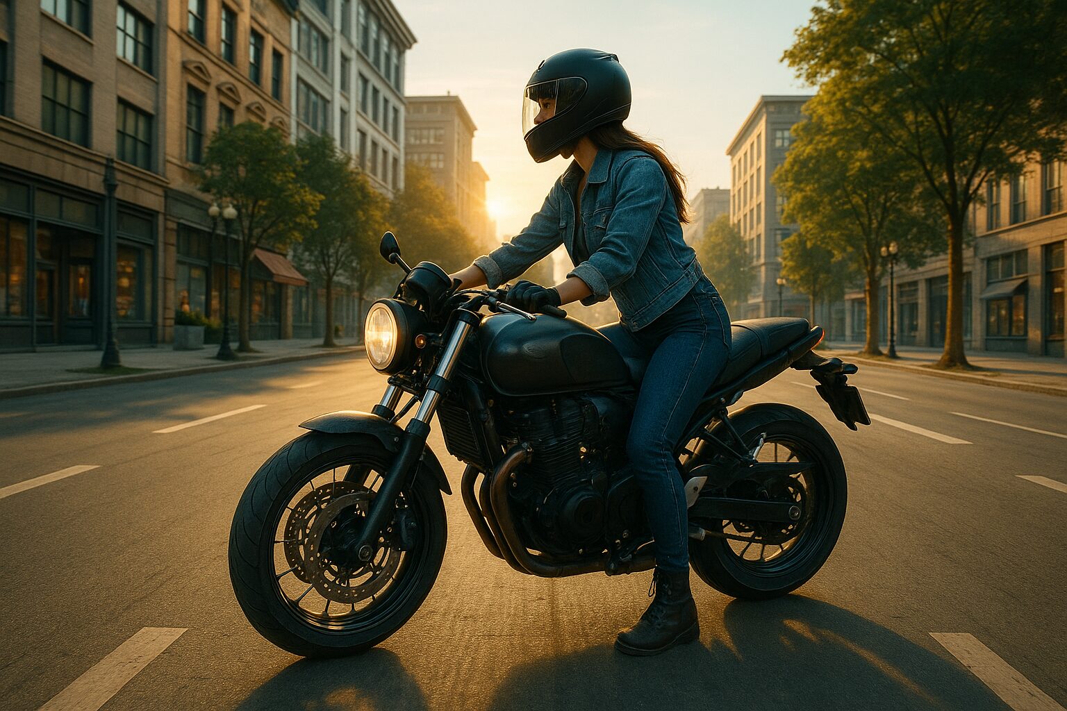 バイクに乗った女性